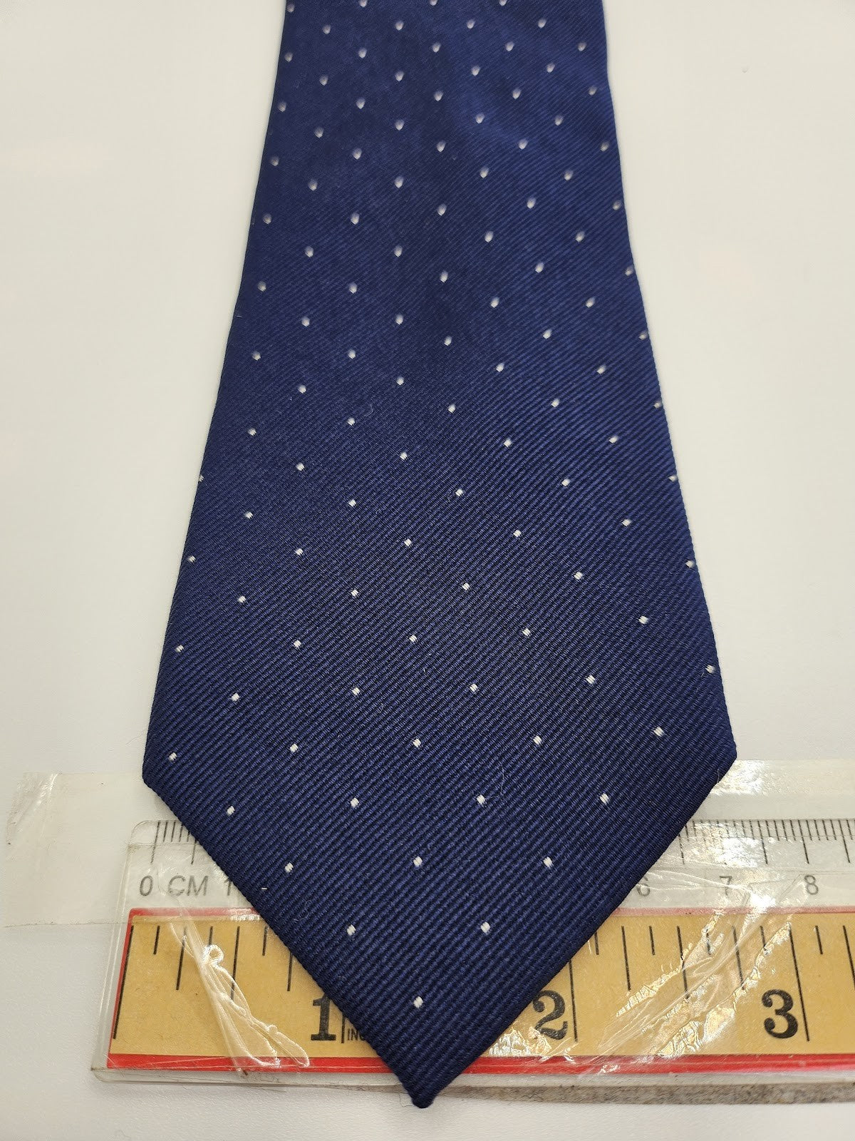 John Francomb Mens Silk Tie Navy Blue Dotted Vtg Retro Wedding Neck Tie
