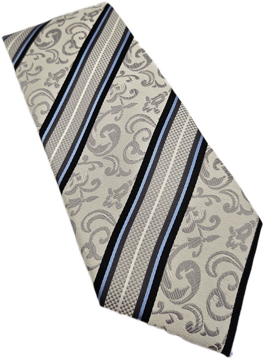 Ted Baker Knotted Silk Tie Men Silver Grey Floral Statement Wedding Necktie BX26