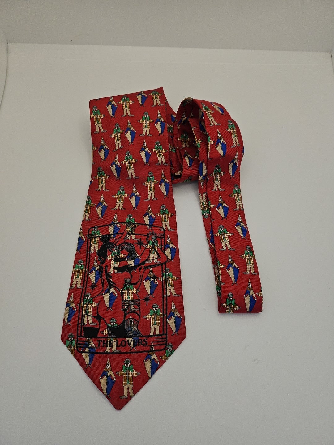 Clown tarot Harrods Tie | Reworked Vintage Mens Tie UK | Statement Novelty BX13