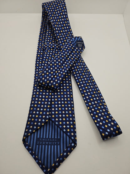 Charles Tyrwhitt Blue Diamond Mens Silk Tie Wedding Formal Neck Tie BX15