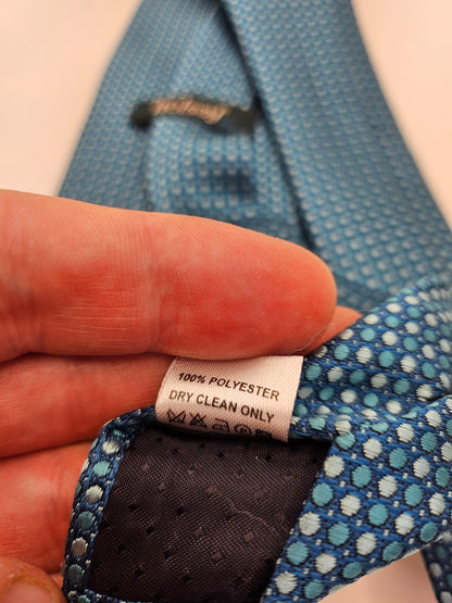 Wolsey Polyester Tie Mens Blue Micro Dot Designer Vintage Wedding Neck Tie BX12