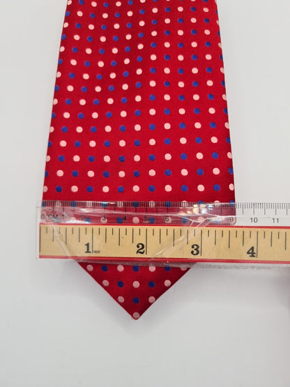 Charles Tyrwhitt Red Blue Spotty Mens Silk Tie Classic Designer Necktie Spotted Vintage Mens Tie UK BX13