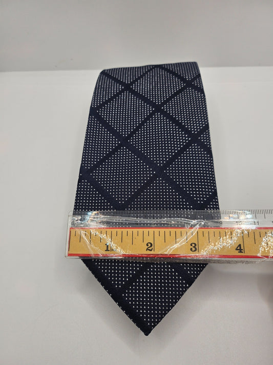 Hawes & Curtis Silk Tie Mens Navy Blue Dotted Check Vintage Retro Neck Tie BX24