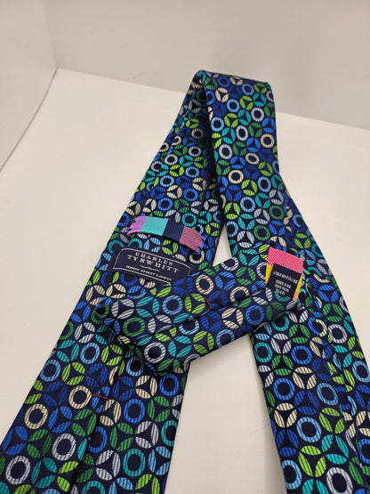 Charles Tyrwhitt Blue Green Geometric Circles Silk Tie