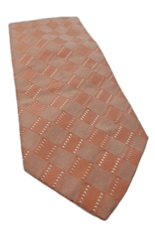 Hugo Boss Peach Geometric Pattern Mens Silk Tie Wedding Formal Neck Tie BX15