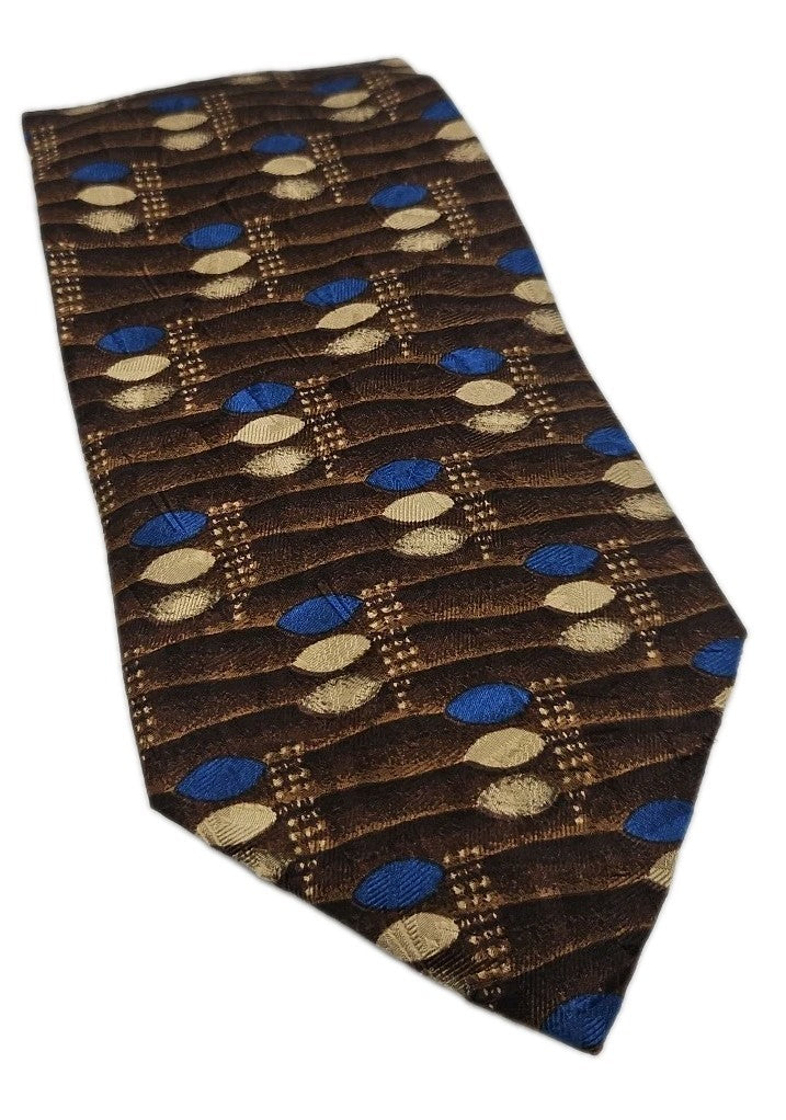 Vintage Italian Brown retro Wide Mens Silk Tie Wedding Formal Neck Tie BX18