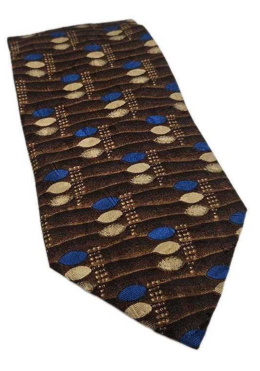 Vintage Italian Brown retro Wide Mens Silk Tie Wedding Formal Neck Tie BX18