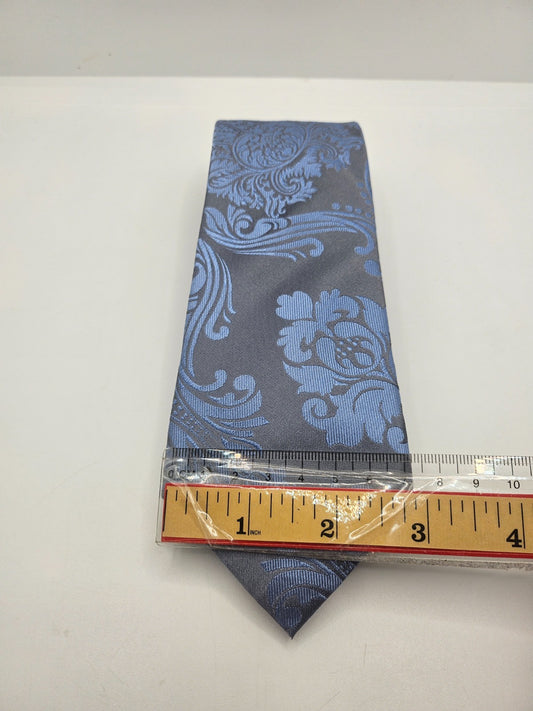 Alexandre Savile Row Silk Tie Mens Blue Grey Floral Wedding Vintage Necktie BX18