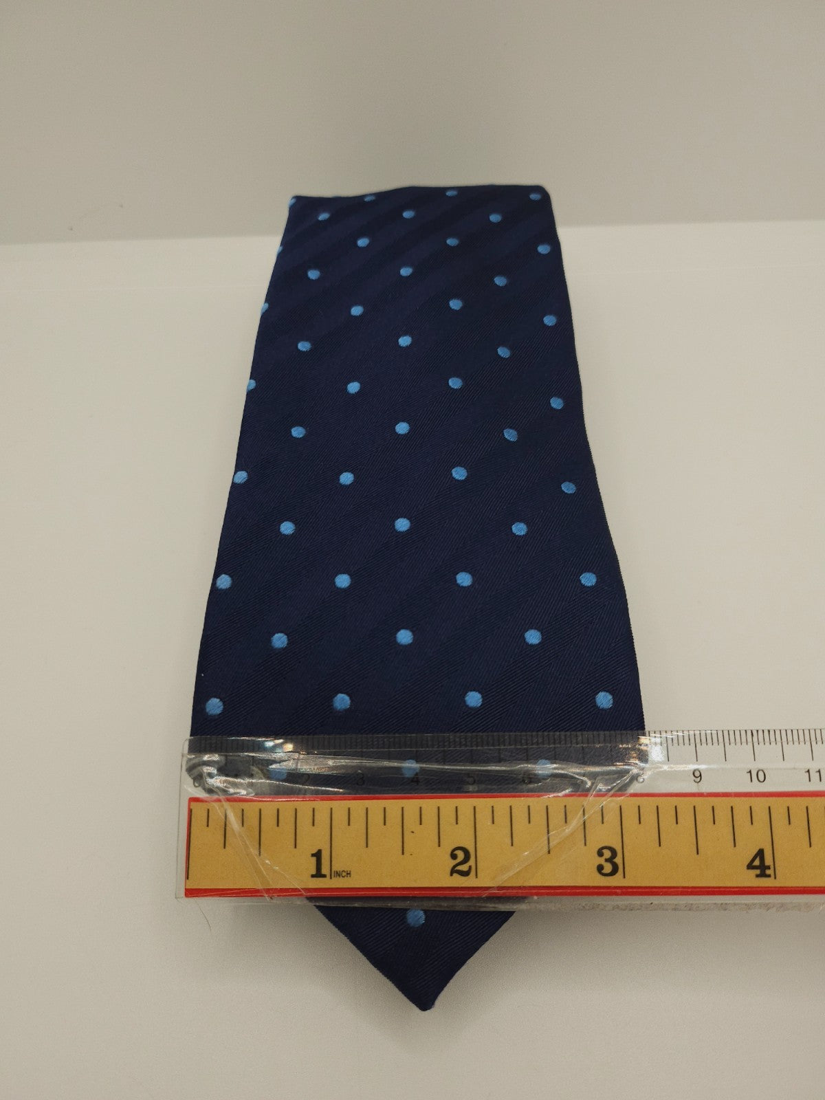 Charles Tyrwhitt Silk Tie Mens Navy Light Blue Polka Dots Classic Neck Tie BX11