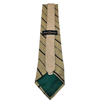 Tommy Hilfiger Men's Olive Green Spots & Stripes Silk Tie