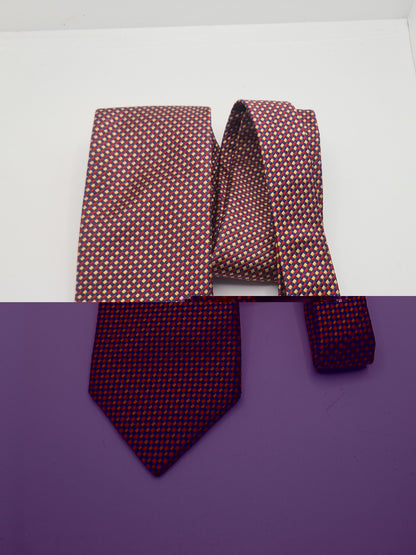 T.M Lewin Geometric Red Yellow Mens Silk Tie Classic Designer Necktie Geometric Vintage Mens Tie UK BX12