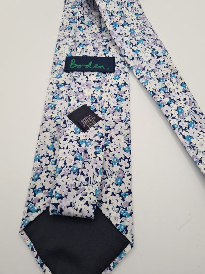 Boden Floral Pattern Blue Mens Silk Tie Classic Designer Necktie Vintage Mens Tie UK BX4
