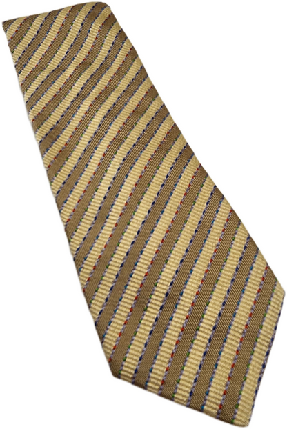 Paul Smith Silk Tie Mens Gold Tan Diagonal Striped Business Vintage Necktie BX26