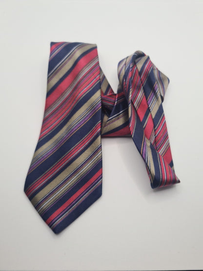 Aquascutum Blue Stripe Mens Silk Tie Classic Designer Necktie Formal Striped Vintage Mens Tie UK BX5