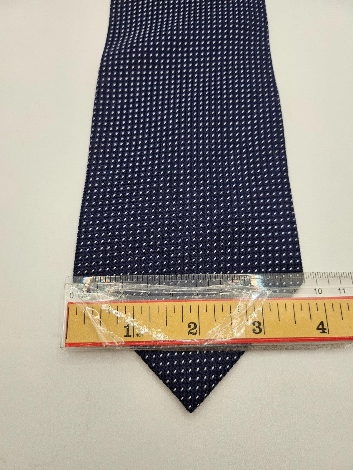 Austin Reed Silk Tie Mens Navy Blue Micro Dash Textured Grid Retro Neck Tie BX21