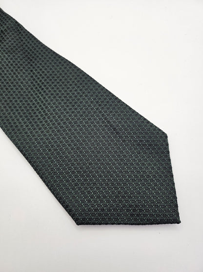 M&S Mens Silk Tie Forest Green Geometric Vtg Retro Wedding Neck Tie