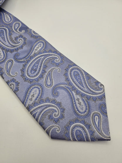 T.M.Lewin Mens Silk Tie Blue Paisley Vtg Retro Wedding Neck Tie