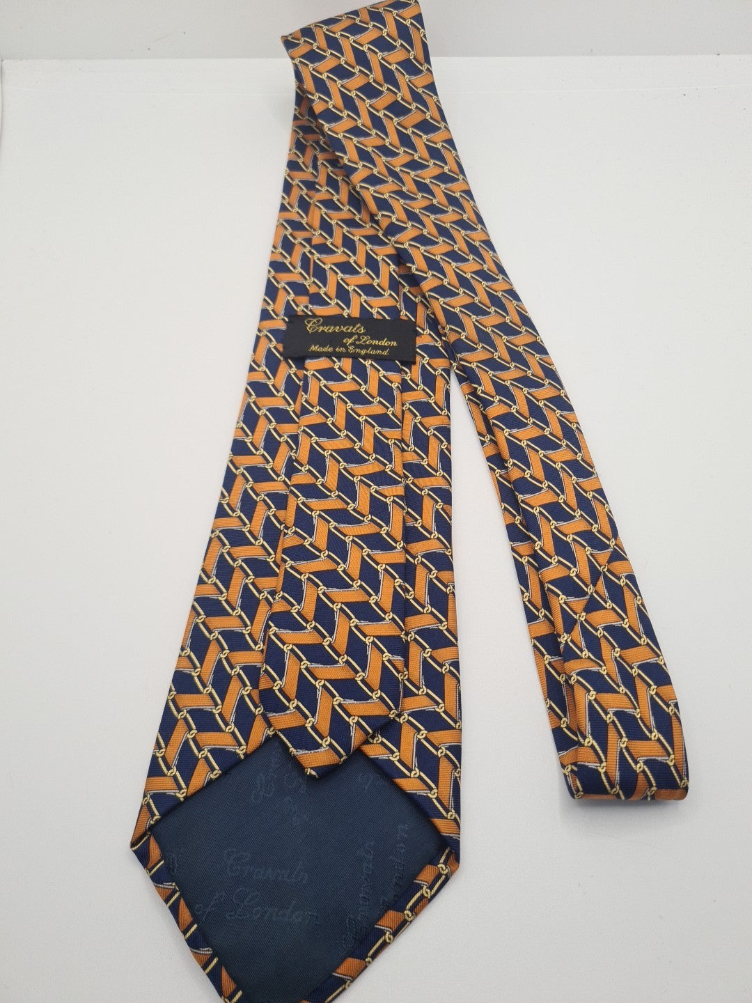 Vintage Saville Row Blue Pattern Mens Silk Tie Classic Designer Necktie Vintage Mens Tie UK BX10