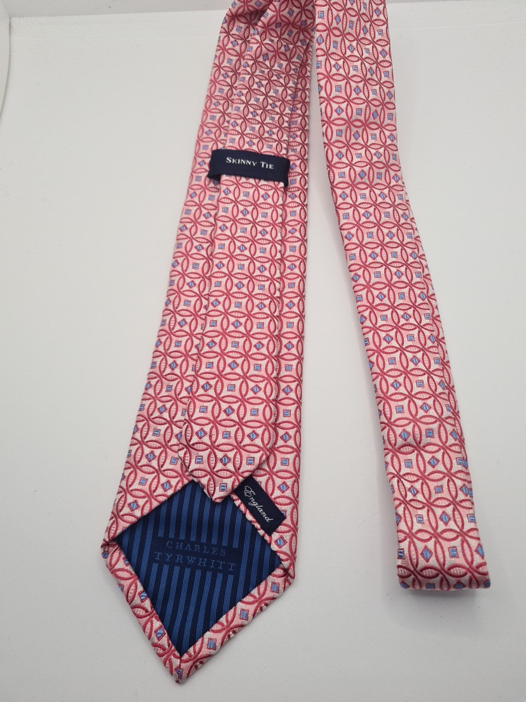 Charles Tyrwhitt Pink Geometric Mens Silk Tie Classic Designer Necktie Geometric Vintage Mens Tie UK BX11