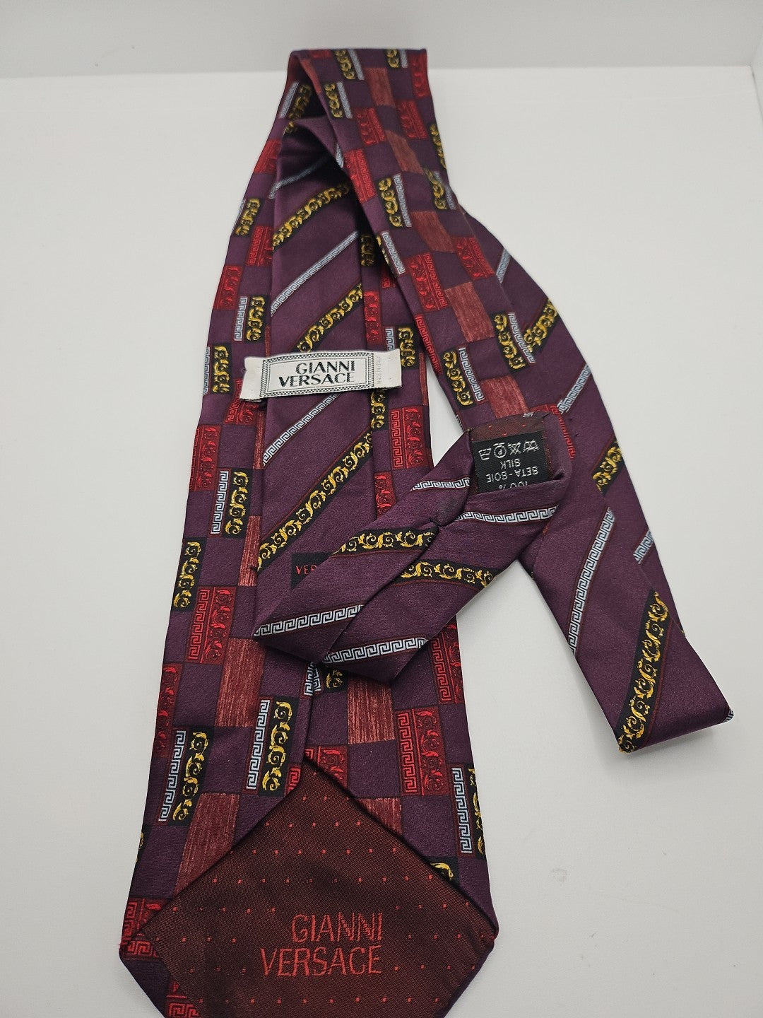 Vintage Versace Retro Geometric Mens Silk Tie Wedding Formal Neck Tie BX17
