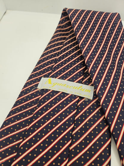 Aquascutum Navy Stripes Dots Silk Tie