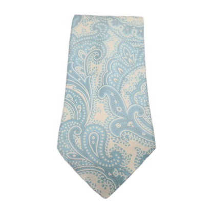 Italian Wide Paisley Green Cream Mens Silk Tie Classic Designer Necktie Paisley Vintage Mens Tie UK BX12