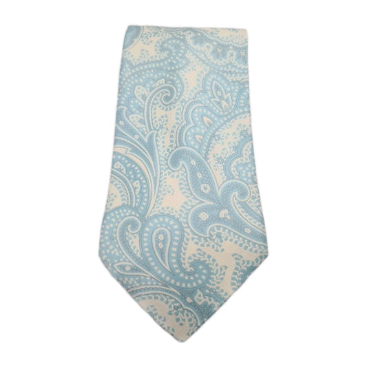 Italian Wide Paisley Green Cream Mens Silk Tie Classic Designer Necktie Paisley Vintage Mens Tie UK BX12