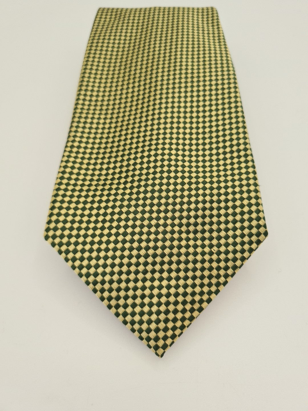 Green / Gold Diamond Pattern Formal Silk Tie | Designer Mens Tie UK Vintage Mens Tie UK BX14
