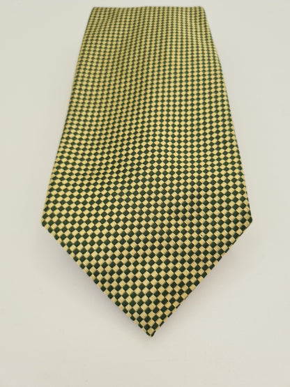 Green / Gold Diamond Pattern Formal Silk Tie | Designer Mens Tie UK Vintage Mens Tie UK BX14