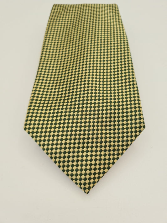 Green / Gold Diamond Pattern Formal Silk Tie | Designer Mens Tie UK Vintage Mens Tie UK BX14