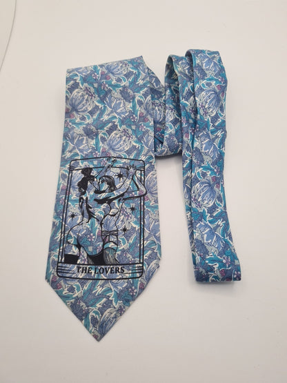 Reworked Punk Graphic Neck Tie Tarot Flower | Emo Alternative Upcycled Tie RW1 Vintage Mens Tie UK