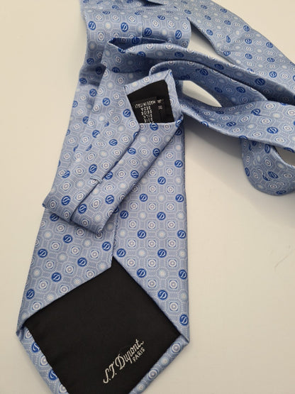 Dupont Paris Logo Geometric Pattern Mens Silk Tie Classic Designer Necktie Geometric Vintage Mens Tie UK BX4