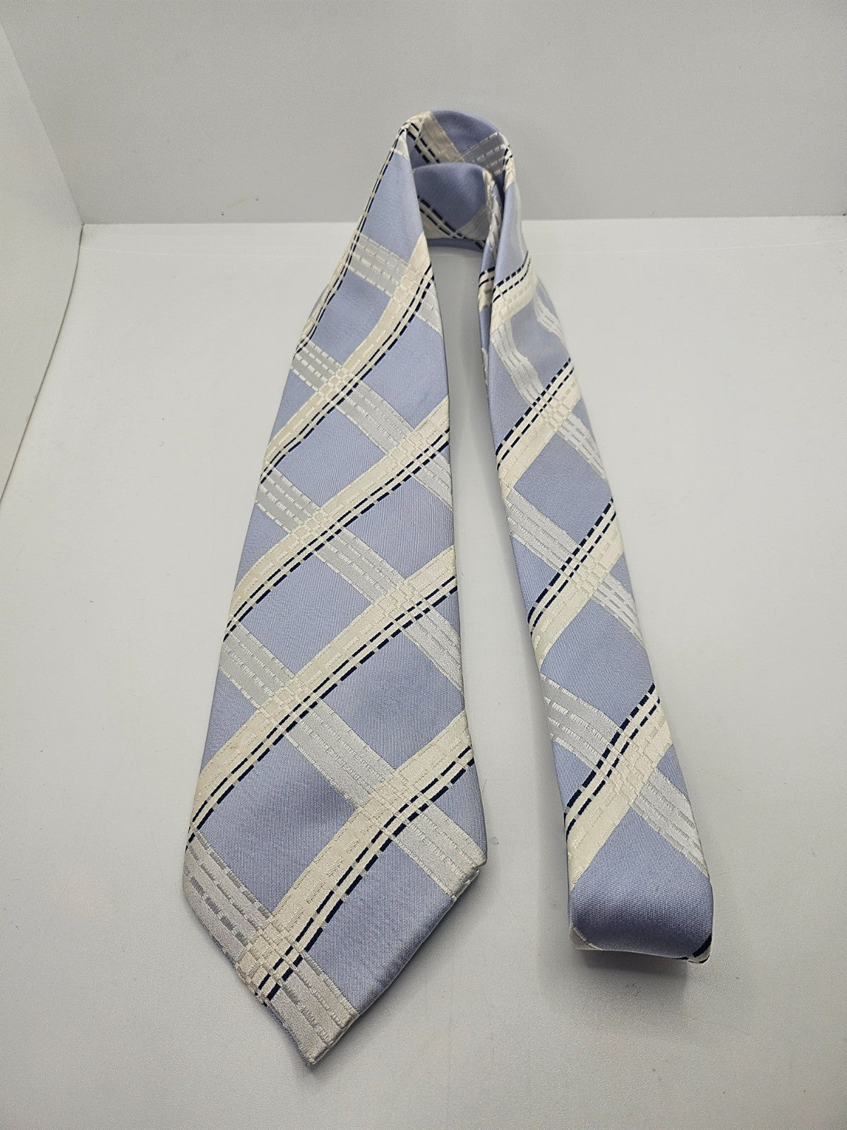 Ted Baker Knotted Silk Tie Mens Blue Plaid Designer Luxury Vintage Neck Tie BX15