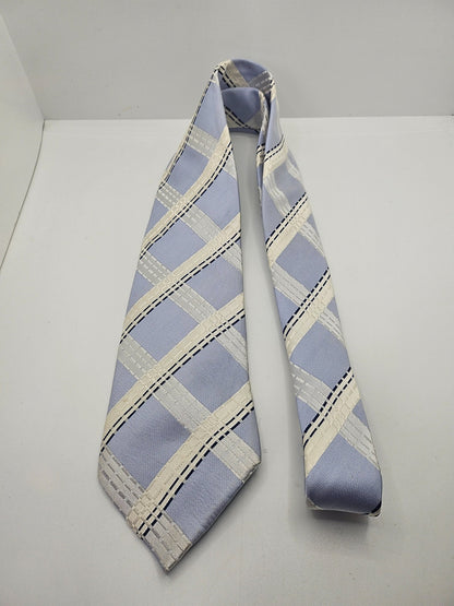 Ted Baker Knotted Silk Tie Mens Blue Plaid Designer Luxury Vintage Neck Tie BX15