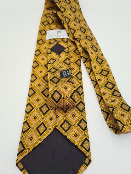Gold Vintage Wide Geometric Pattern Silk Tie | Designer Mens Tie UK Geometric Vintage Mens Tie UK BX14