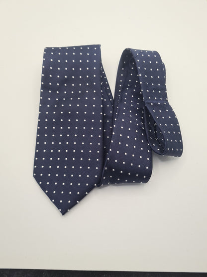 Hawes & Curtis Blue Spotted Mens Silk Tie Classic Designer Necktie Formal Spotted Vintage Mens Tie UK BX8