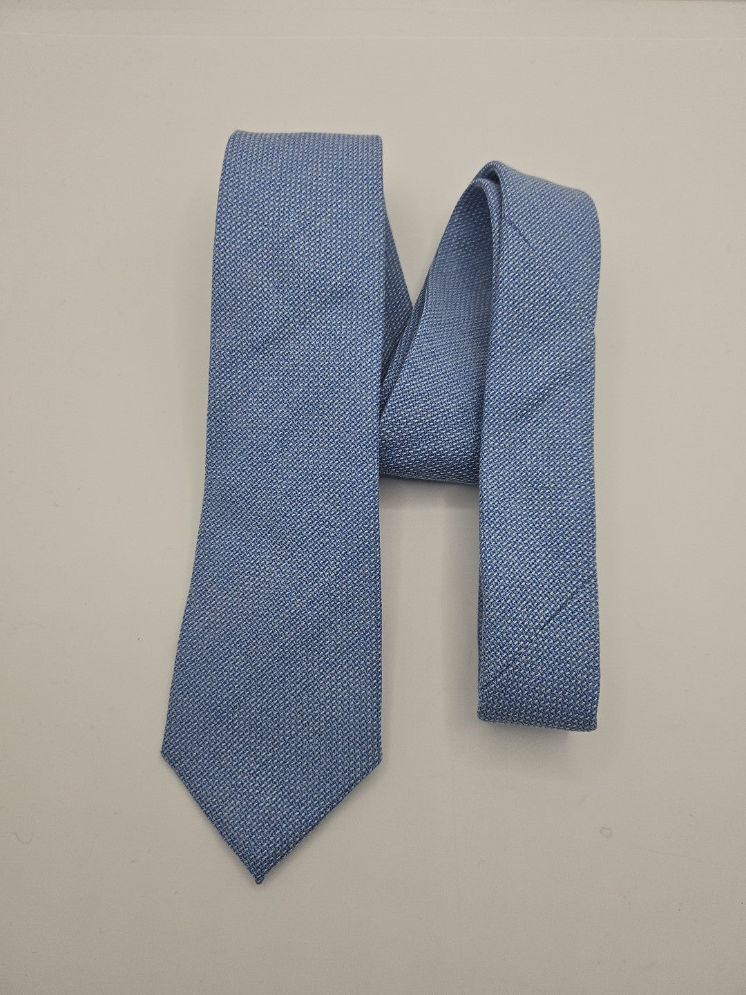 T.M Lewin Blue Pure Wool Woven Thin Mens Tie Wedding Formal Neck Tie BX16