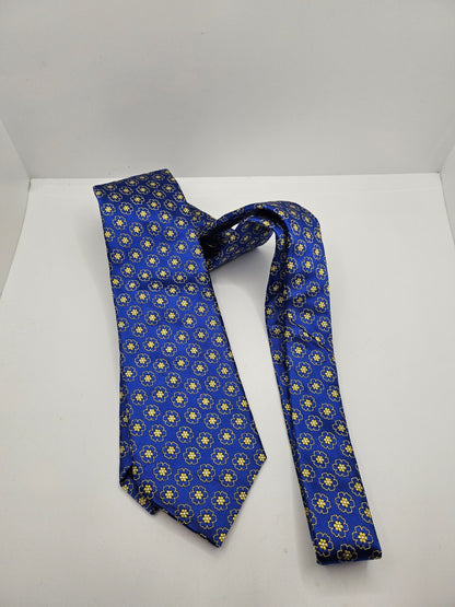 Charles Tyrwhitt Royal Blue Yellow Floral Foulard Silk Tie