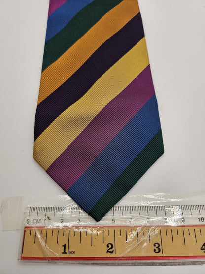 Austin Reed Mens Silk Tie Multicoloured Striped Vtg Retro Wedding Neck Tie