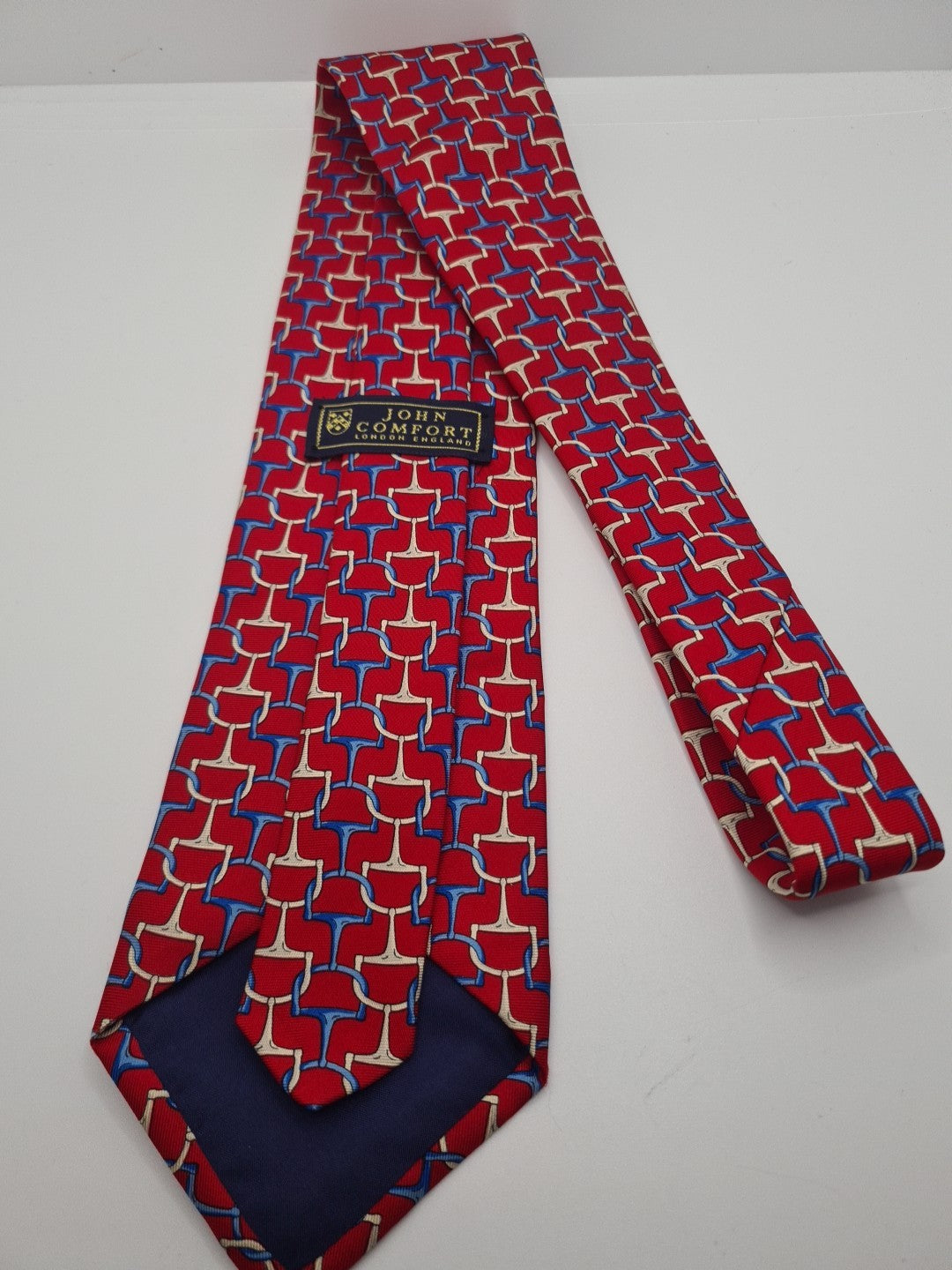 John Comfort Red Chain Pattern Mens Silk Tie Classic Designer Necktie Vintage Mens Tie UK BX12