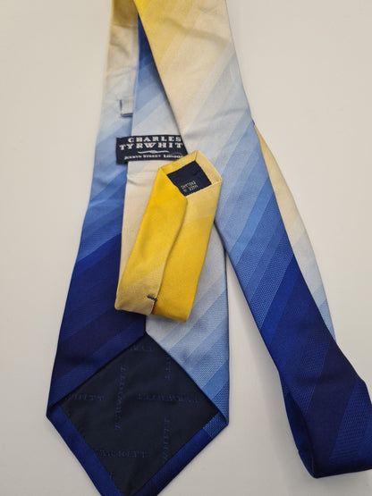 Charles Tyrwhitt Blue retro pattern Mens Silk Tie Classic Formal Necktie Vintage Mens Tie UK BX14