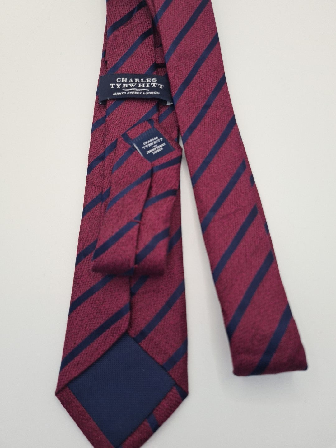 Charles Tyrwhitt Stripe Skinny Maroon Mens Silk Tie Classic Formal Necktie Striped Vintage Mens Tie UK BX14