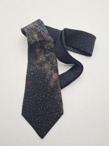 Vintage Retro Black Pattern Spotty Mens Silk Tie Classic Designer Necktie Spotted Vintage Mens Tie UK BX12
