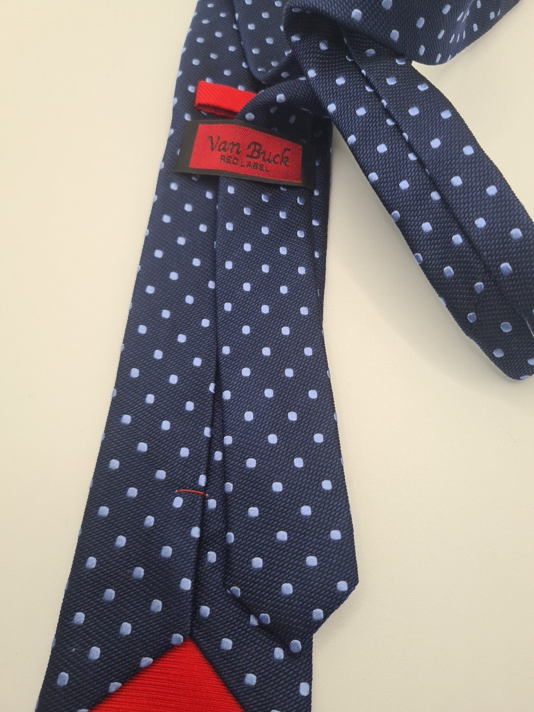 Van Buck Blue Spotted Mens Silk Tie Classic Designer Necktie Formal Spotted Vintage Mens Tie UK BX5