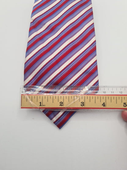 Hawes & Curtis Red Blue striped Wide Mens Silk Tie Designer Necktie Formal Striped Vintage Mens Tie UK BX8