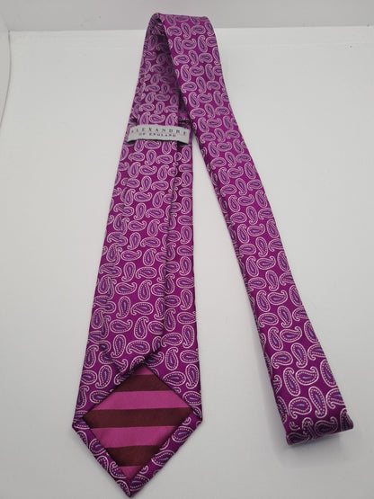 Alexandrea Purple Paisley Mens Silk Tie Classic Designer Necktie Formal Paisley Vintage Mens Tie UK BX10
