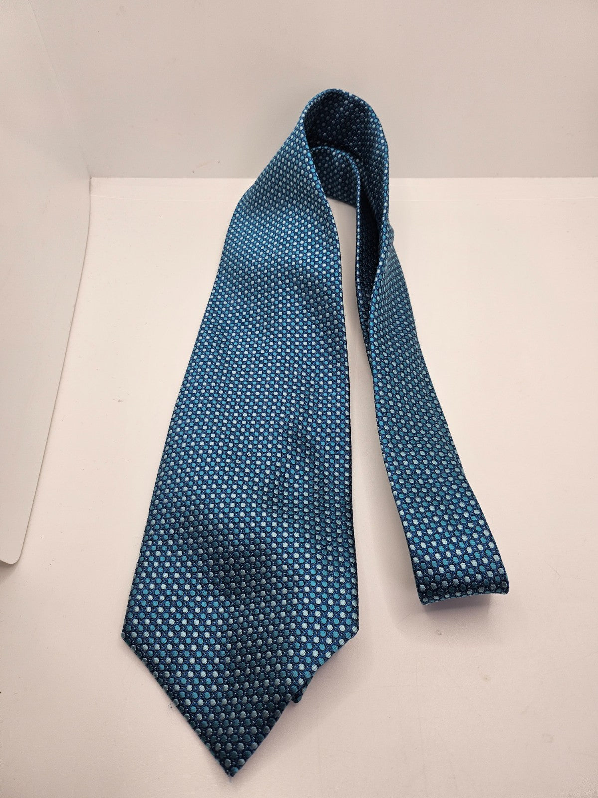 Wolsey Polyester Tie Mens Blue Micro Dot Designer Vintage Wedding Neck Tie BX12
