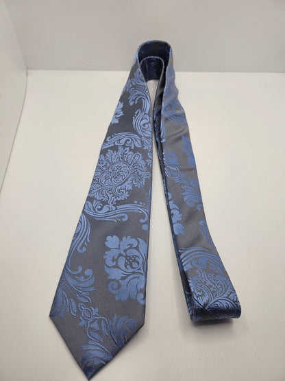 Alexandre Savile Row Silk Tie Mens Blue Grey Floral Wedding Vintage Necktie BX18