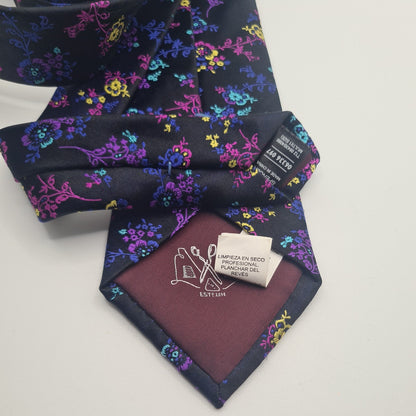 M & S Black Flower Mens Silk Tie Classic Designer Necktie Formal Business Vintage Mens Tie UK BX8