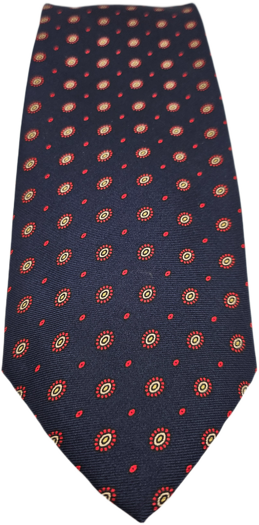 Liberty Silk Tie Mens Navy Blue Polka Floral Retro Vintage Wedding Necktie BX12
